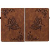 For Huawei MediaPad T5 Butterfly Flower Embossed Leather Tablet Case(Brown)