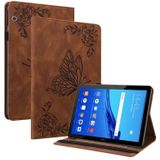 For Huawei MediaPad T5 Butterfly Flower Embossed Leather Tablet Case(Brown)