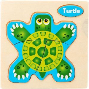 10 PCS Kinderen Educatieve Dier Driedimensionale houten puzzel speelgoed (schildpad)