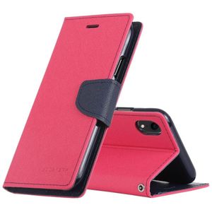 KWIK GOOSPERY FANCY dagboek horizontale Flip lederen case voor iPhone XR  met houder & kaartsleuven & portemonnee (Rose rood)