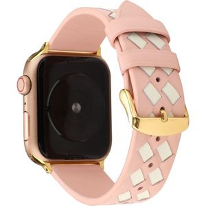 Voor Apple Watch Series 5 & 4 40mm/3 & 2 & 1 38mm geweven patroon lederen riem (roze wit)