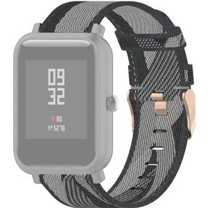 Voor Amazfit Bip Lite Versie 1S / Bip S 20mm nylon denim canvas vervangende band horlogeband (Grijze Streep)