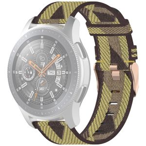 22mm Stripe Weave Nylon Polsband horlogeband voor Galaxy Watch 46mm / Gear S3 (Geel)