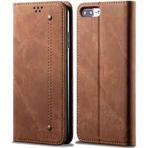 Voor iPhone 6 Plus / 6s Plus Denim Texture Casual Style Horizontal Flip Leather Case met Holder & Card Slots & Wallet(Brown)