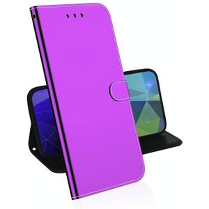 Voor Samsung Galaxy A52 5G Lmitated Mirror Surface Horizontale Flip Lederen Case met Houder & Kaart Slots & Portemonnee & Lanyard (Paars)