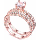 Dubbele rij voor vrouwen mode Cubic Zirconia Wedding Engagement Ring  ring maat: 8 (ei vorm witgoud)