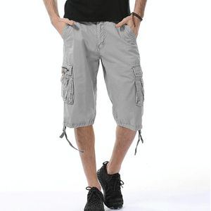 Zomer Multi-pocket Solid Color Loose Casual Cargo Shorts voor mannen (kleur: wit grijs formaat: 40)
