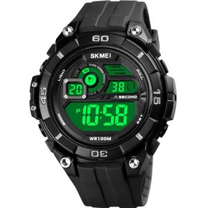 SKMEI 1756 Dual Time Countdown Wekker Mannen Sport Lichtgevend Elektronisch Horloge (Zwart)