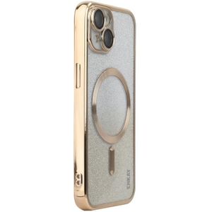 Voor iPhone 15 ENKAY Hat-Prince magnetische glitter vergulde schokbestendige telefoonhoes met lensfilm