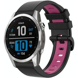 Voor Garmin Instinct 2X Solar Sports tweekleurige siliconen horlogeband (zwart + roze)