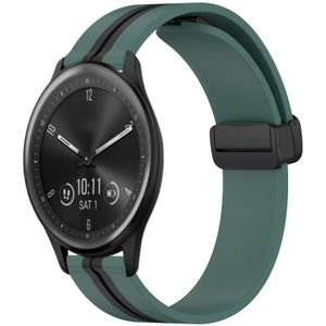 Voor Garmin Vivomove Sport 20 mm opvouwbare magnetische sluiting siliconen horlogeband (olijfgroen + zwart)