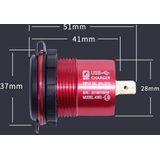 Metalen dubbele USB autolader 5V 4.8a aluminium legering autolader (rode shell rood licht met terminal)