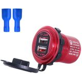 Metalen dubbele USB autolader 5V 4.8a aluminium legering autolader (rode shell rood licht met terminal)