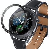 Voor Samsung Galaxy Watch 3 45mm Smart Watch Steel Bezel Ring  een versie (Zwarte Ring Witte Letter)