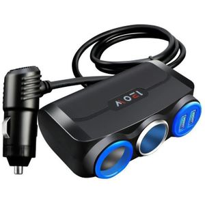 Auto Sigarettenaansteker Multifunctionele Mobiele Telefoon Oplaad USB Auto Lading 12/24 V Adapter Plug (Black Blue)