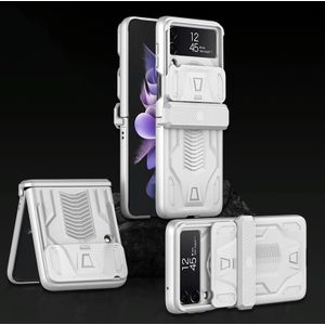 Voor Samsung Galaxy Z Flip4 GKK Sliding Camshield Magnetische Armor Flip Phone Case (Zilver)