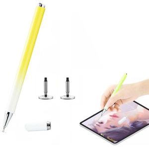 AT-28 Macarone Kleur Passieve Capacitieve Pen Mobiele Telefoon Touchscreen Stylus Met 2 Penkop (Geel)