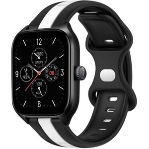Voor Amazfit GTS 4 20 mm vlindergesp tweekleurige siliconen horlogeband (zwart + wit)