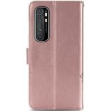 Voor Xiaomi Mi Note 10 Lite Vierbladige gesp relif gesp mobiele telefoon bescherming lederen case met Lanyard & Card Slot & Wallet & Bracket Functie(Rose Gold)