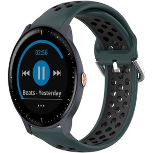 Voor Garmin Vivoactive3 Music 20 mm geperforeerde ademende sport siliconen horlogeband (olijfgroen + zwart)