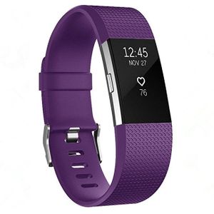 Vierkant patroon verstelbare sport polsband voor FITBIT charge 2  maat: S  10.5 x 8.5 cm (paars)