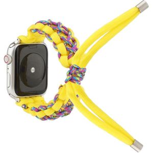 Gevlochten paraplukoordband voor Apple Series 6 & SE & 5 & 4 40mm / 3 & 2 & 1 38mm(Geel)