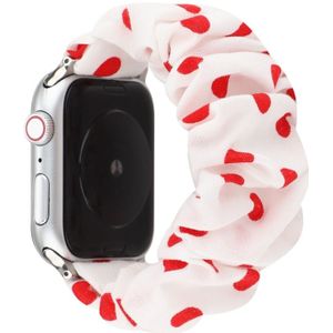 Voor Apple Watch Series 5 & 4 40mm / 3 & 2 & 1 38mm Doek + Roestvrijstalen haarring horlogeband (Rode vlek)