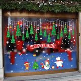 XH-6255 kerstboom glazen deur hanger venster decoratie schilderij zelfklevende verwijderbare muursticker  specificatie: 6255 (twee stks) +6251