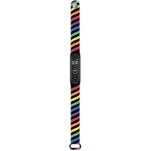 Voor Xiaomi Mi Band 6/5/4 / 3 Siliconen Vervanging Strap Horlogeband (Black Rainbow)