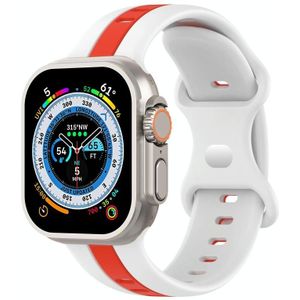 Tweekleurige siliconen horlogeband met vlindergesp voor Apple Watch Ultra 49 mm (wit + rood)