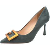 Dames Suede Hoge Hakken Stiletto Puntschoen Werkschoenen Professionele Etiquette Schoenen  Maat: 34 (Zwart 8cm)