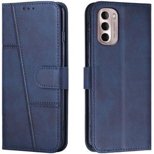 For Motorola Moto G Stylus 2022 5G Stitching Calf Texture Buckle Leather Phone Case(Blue)