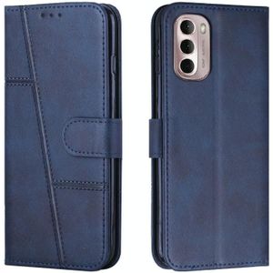 For Motorola Moto G Stylus 2022 5G Stitching Calf Texture Buckle Leather Phone Case(Blue)