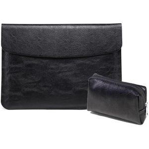 Horizontale Litchi textuur laptop tas liner tas voor MacBook 12 inch A1534 (liner bag + power bag zwart)