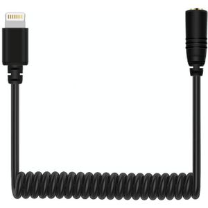 PULUZ 3.5mm TRRS Female to 8 Pin Male Live Microphone Audio Adapter Spring Coiled Cable for iPhone  Cable Stretching to 100cm(Black) PULUZ 3.5mm TRRS Female to 8 Pin Male Live Microphone Audio Adapter Spring Coiled Cable for iPhone  Cable Stretching