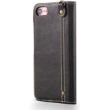 Voor iPhone 7 / 8 Denior Oil Wax Cowhide Magnetic Button Horizontal Flip Leather Case with Card Slots & Wallet(Black)