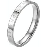 3 PCS Fashion Simple Narrow BE THECHANGE Ring Electroplated 18k Titanium Steel Couple Ring  Size: 5 US Size(Silver)