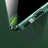Schokbestendige anti-glurend magnetisch metalen frame Dubbelzijdige tempered glass case voor iPhone 12 Pro (Zilver)