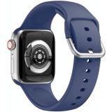 Eenkleurige siliconen gesp vervangende riem watchband voor Apple Watch Series 7 41mm / 6 & se & 5 & 4 40mm / 3  2 & 1 38mm (marineblauw)