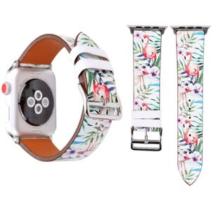 Mode echt leer nieuwe lente Blauwe bloem patroon horlogebandje voor Apple Watch serie 3 & 2 & 1 38mm