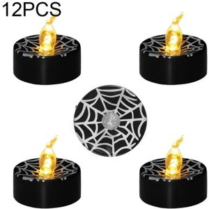 12 PCS Halloween Elektronische LED Kaarslicht  Kleur: Geel Licht Flash (Spider Web)