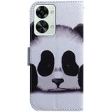 Voor OnePlus Nord 2t Gekleurde tekening Lederen telefoonhoesje (Panda)