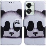 Voor OnePlus Nord 2t Gekleurde tekening Lederen telefoonhoesje (Panda)