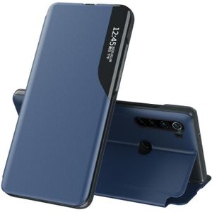 Voor Xiaomi Redmi Note 8 Side Display Magnetic Shockproof Horizontale Flip Lederen Case met houder (Donkerblauw)