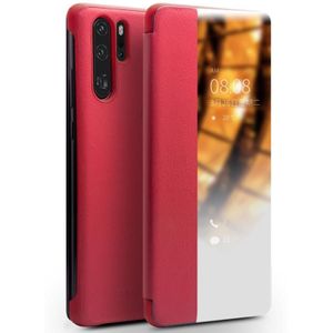 Voor Huawei P30 Pro QIALINO Lederen Zijruit View Smart Phone Case (Rood)