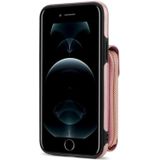 Voor iPhone 8 Plus / 7 Plus Rits Hardware Kaart Portemonnee Telefoonhoes (Rose Goud)