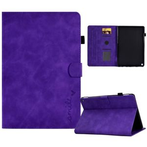 Voor Amazon Kindle Fire HD 10 2021 Relif Smile Flip Tablet Leather Case (Paars)