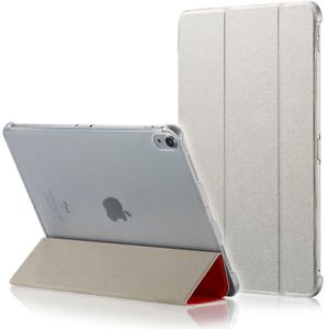 Zijde textuur horizontale Flip magnetische PU lederen case voor iPad Pro 12 9 inch (2018)  met drie-opvouwbare houder & slaap/Wake-up functie (lichtgrijs)