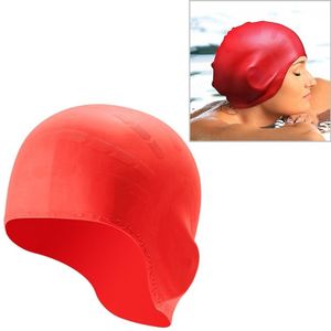 Siliconen oorbescherming waterdichte badmuts voor volwassenen met lang haar (rood)