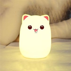 YWXLight kleur verandering kat vorm USB oplaadbare LED Silicone zacht nachtlampje (roze)